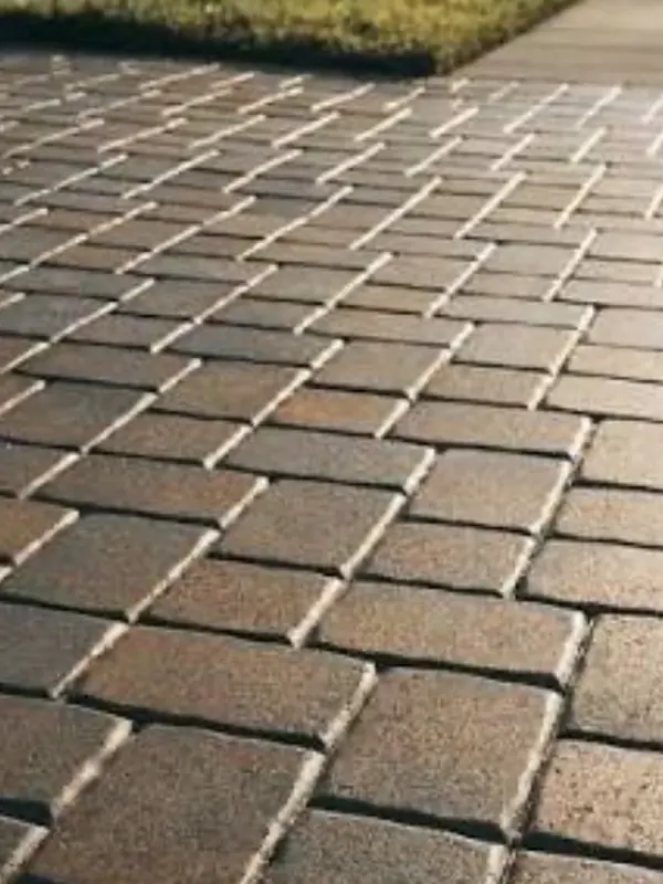 The same pavers cleaned and sealed, rich in color