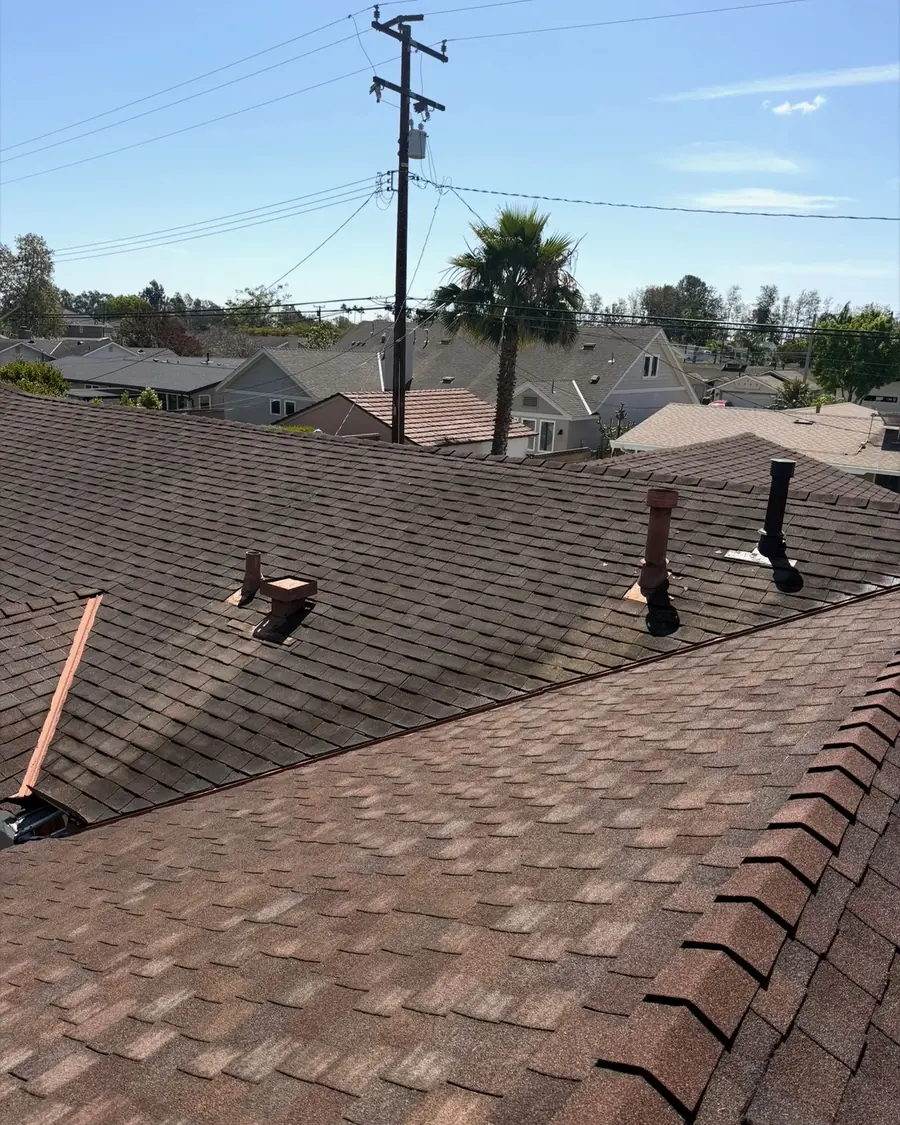 The shingle roof of the listed home, clean and even after the soft wash
